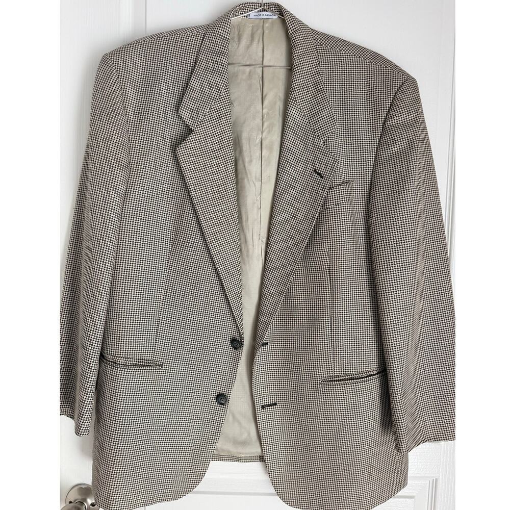 VTG Yves Saint Laurent YSL Men's Houndstooth Blazer 44R Silk Wool Dillard's Read